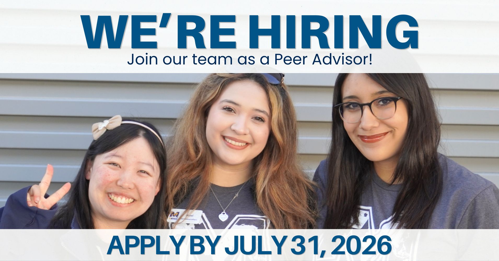 We're Hiring: Apply to Be a Peer Advisor by July 31