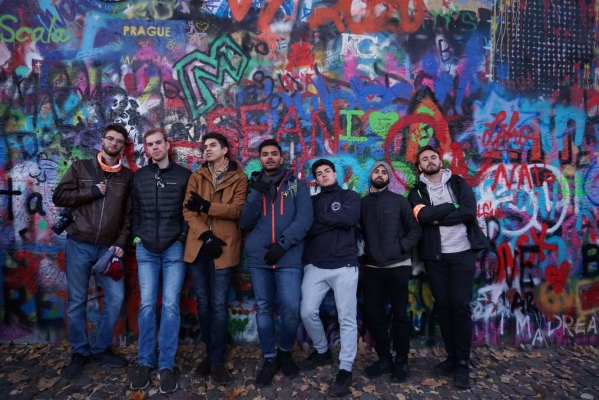 With friends in Prague at the John Lennon Wall