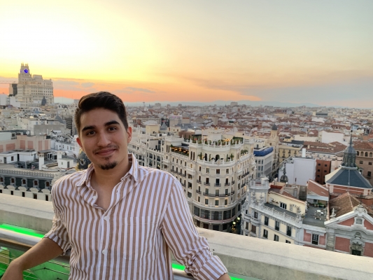 Michael at a roof top bar in Madrid