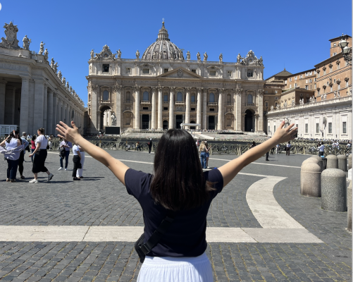 Leslie in St. Peters Square in Vatican City