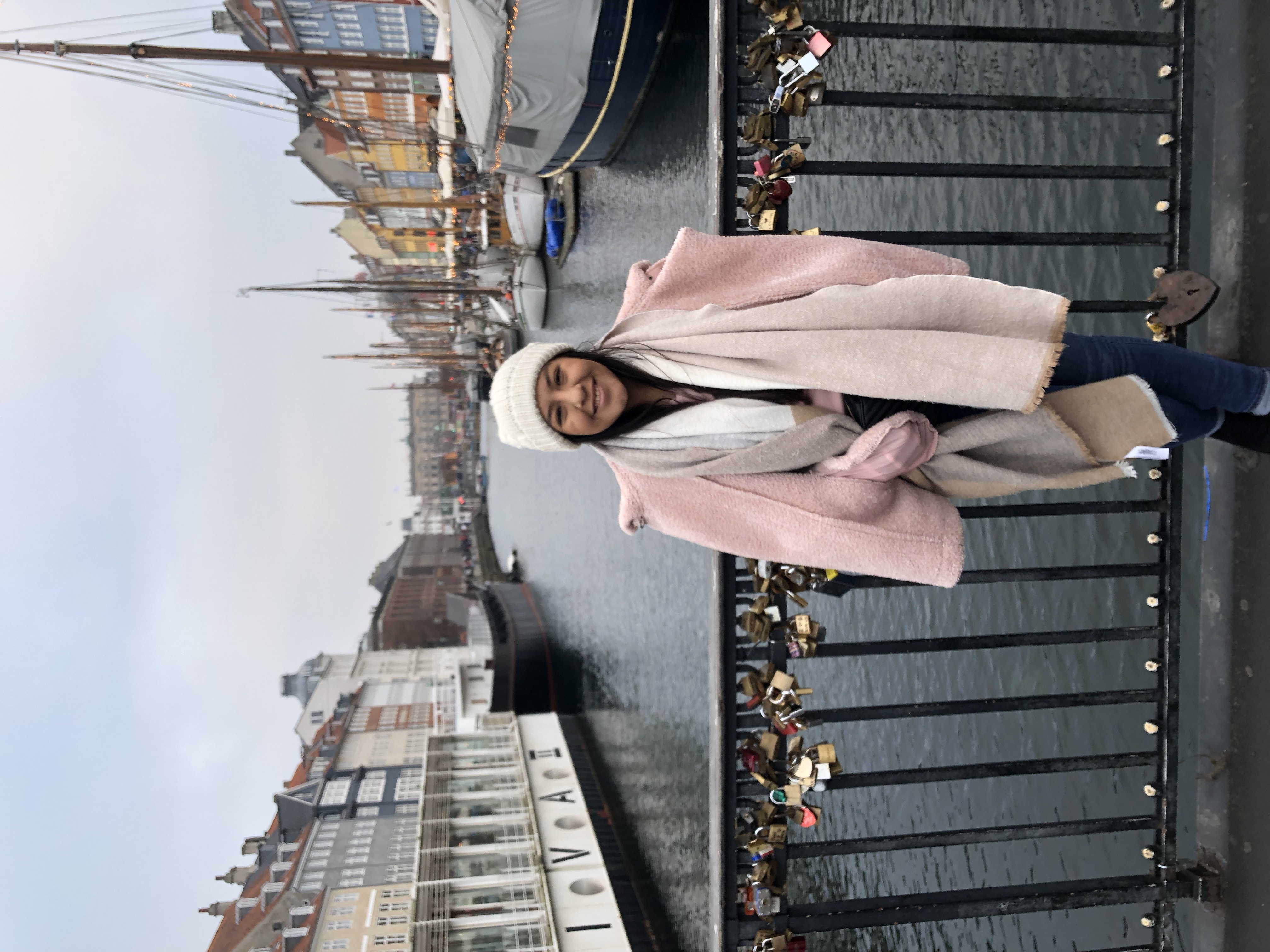 Estefani at Nyhavn canal and harbor, Copenhagen, Demark