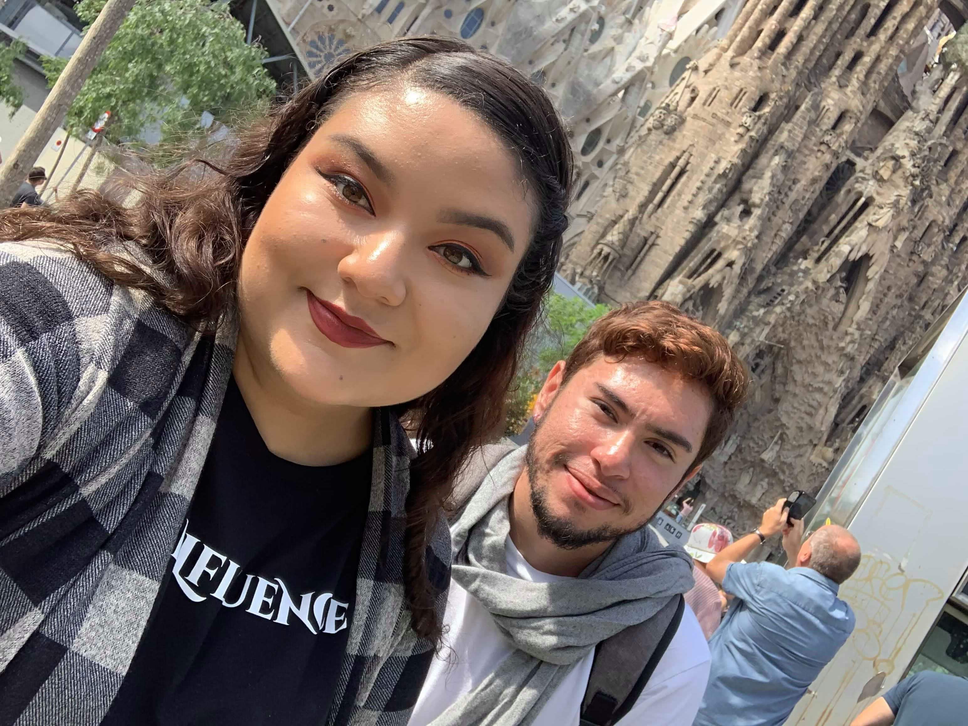At Sagrada Familia in Barcelona with a fellow UC Merced student studying at Utrecht