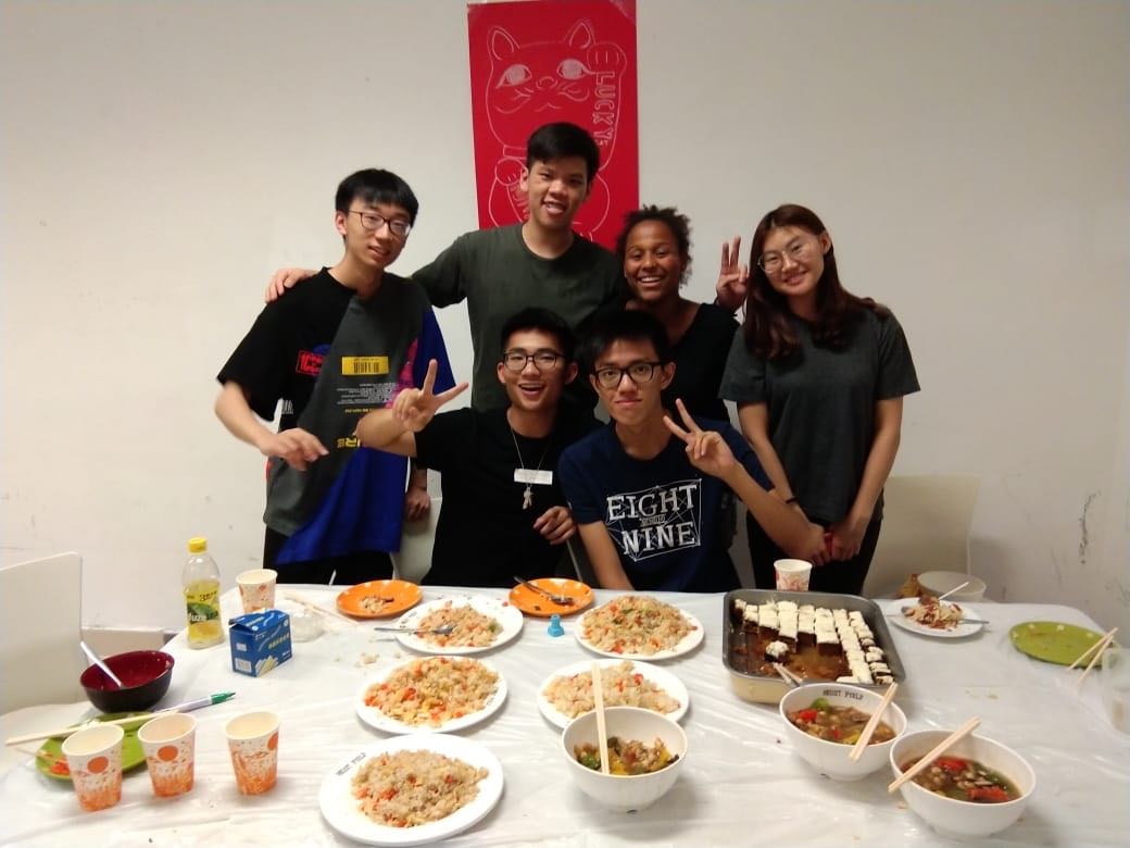 Cooking competition  We cooked Chinese traditional fried rice, yellow pheasant, and carrot cake