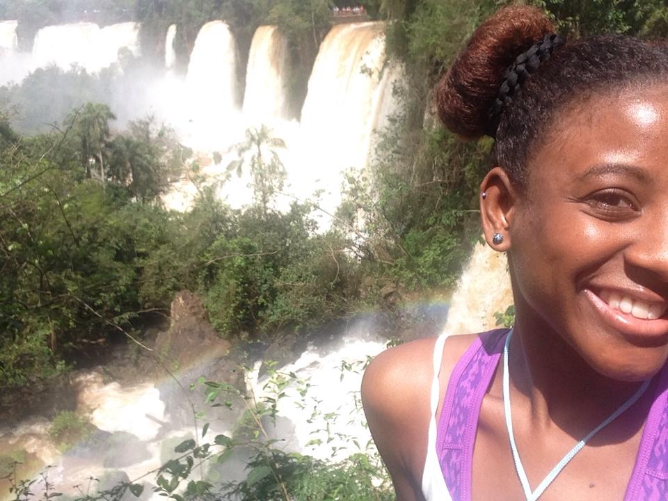 UC Merced returnee Taylor Moore at Iguazu Falls, Argentina