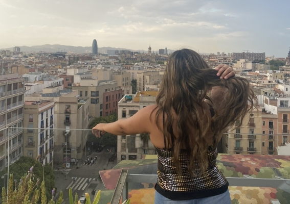Yaritza overlooking Barcelona
