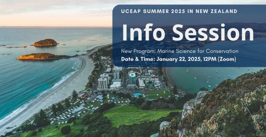 New Zealand: Marine Science for Conservation Info Session Slide with Event Info