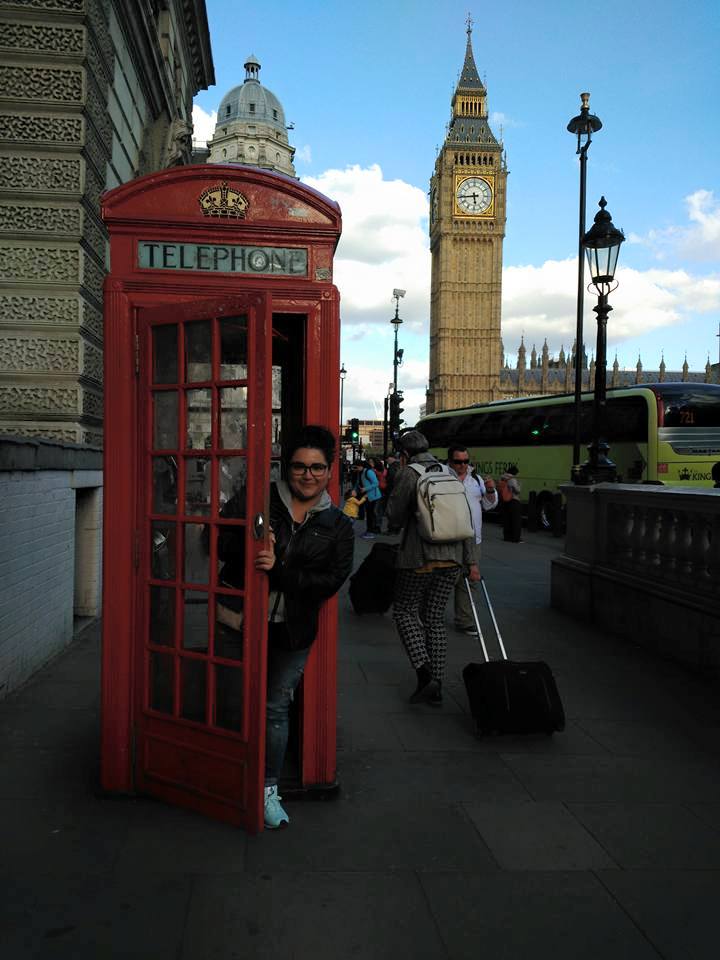Alejandra near Big Ben in London, UK
