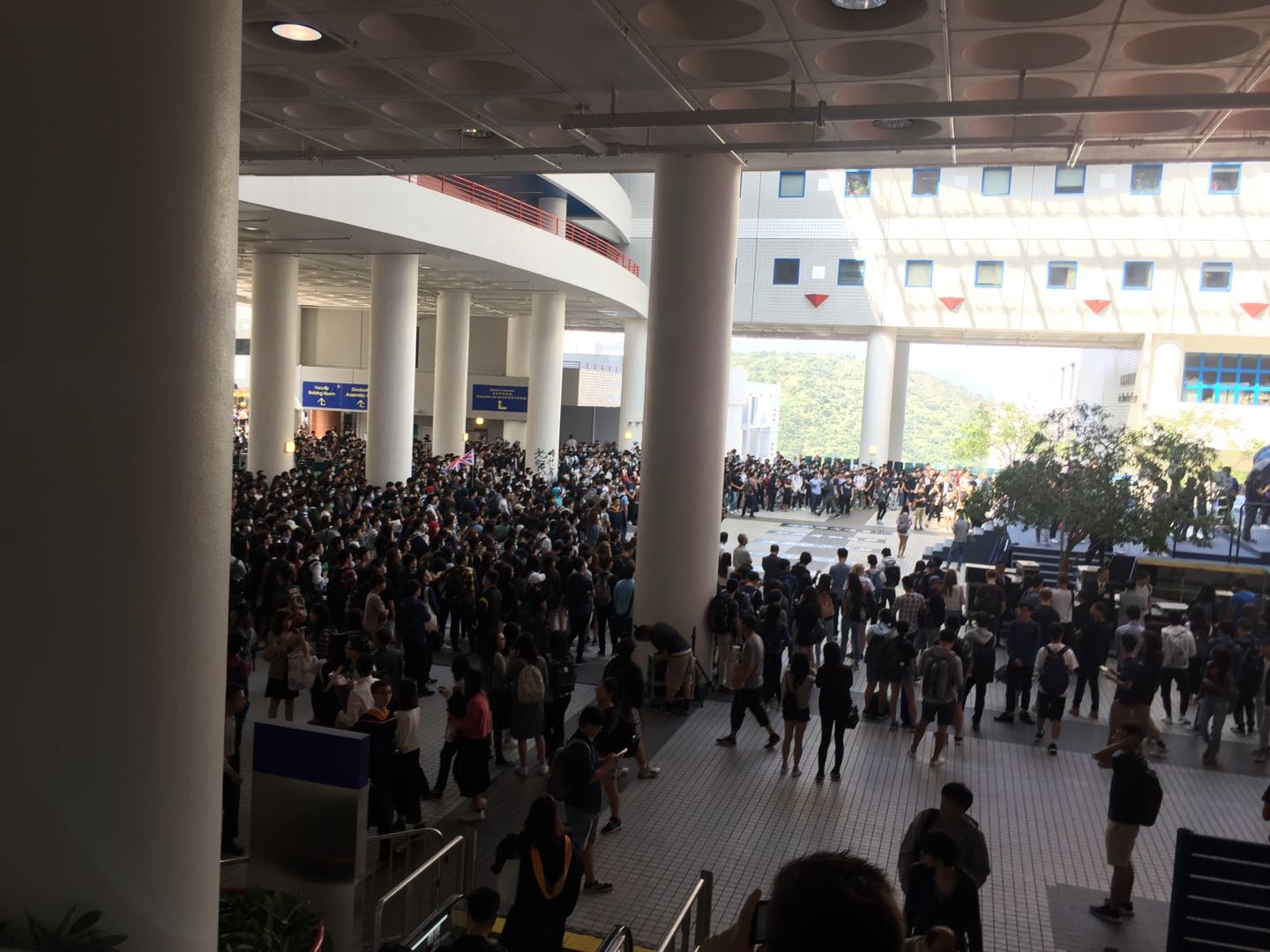 Protesters  It was the graduation date for seniors, but there are a lot of protesters during that date. So the school ends up with canceled graduation.